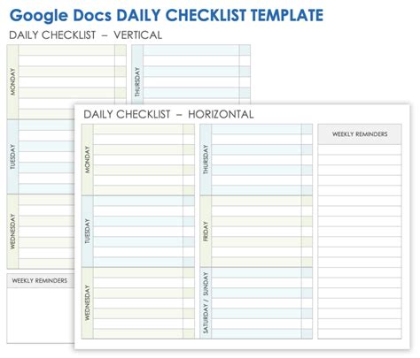 Engoogle Docs Checklist Templates