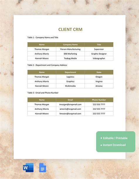 Engoogle Docs Crm Template