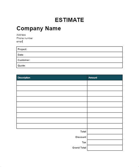 Engoogle Docs Estimate Template