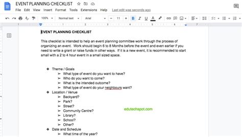 Engoogle Docs Event Planning Template