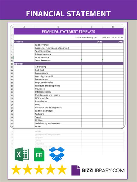 Engoogle Docs Financial Statement Template
