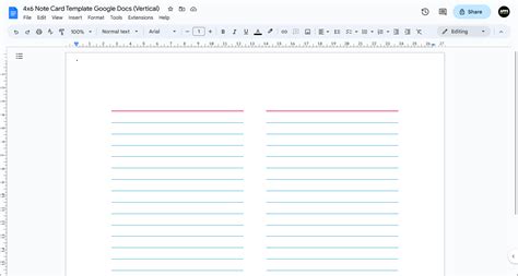Engoogle Docs Note Card Template