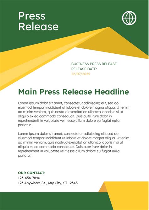 Engoogle Docs Press Release Template