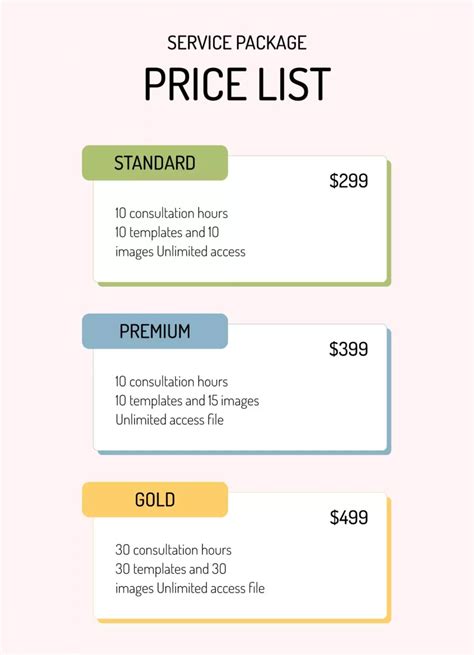 Engoogle Docs Price List Template