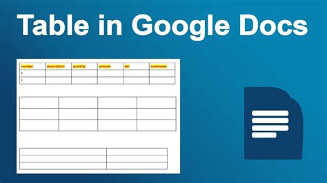 Engoogle Docs Table Templates