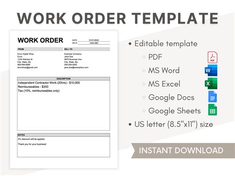 Engoogle Docs Work Order Template
