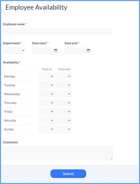 Engoogle Forms Availability Template