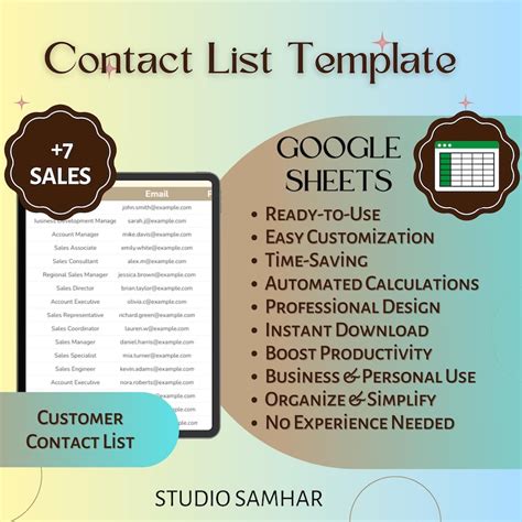 Engoogle Sheets Contact List Template