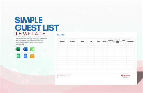 Engoogle Sheets Guest List Template