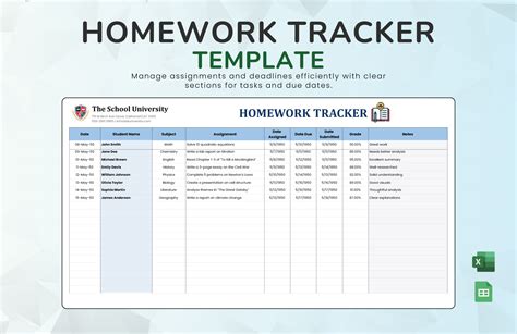 Engoogle Sheets Homework Tracker Template