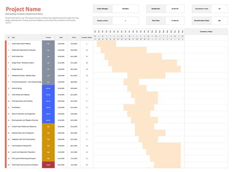 Engoogle Sheets Project Schedule Template