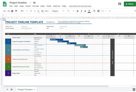 Engoogle Sheets Project Timeline Template