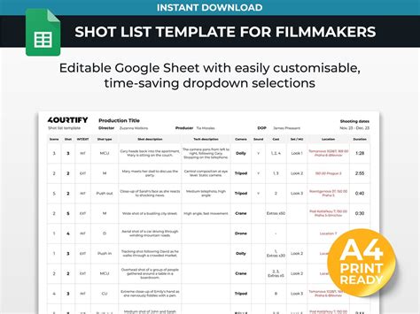 Engoogle Sheets Shot List Template