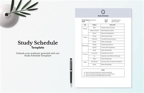 Engoogle Sheets Study Schedule Template