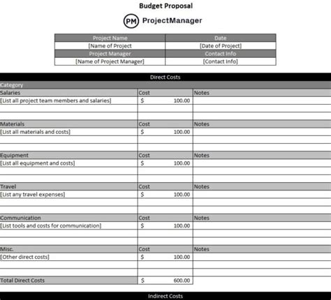 Engrant Proposal Budget Template Excel