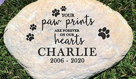 Garden Pet Stone Engraved Paw Print Paperweight Outdoor Decoration 3