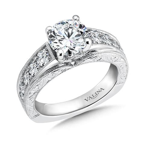 engraved band engagement ring