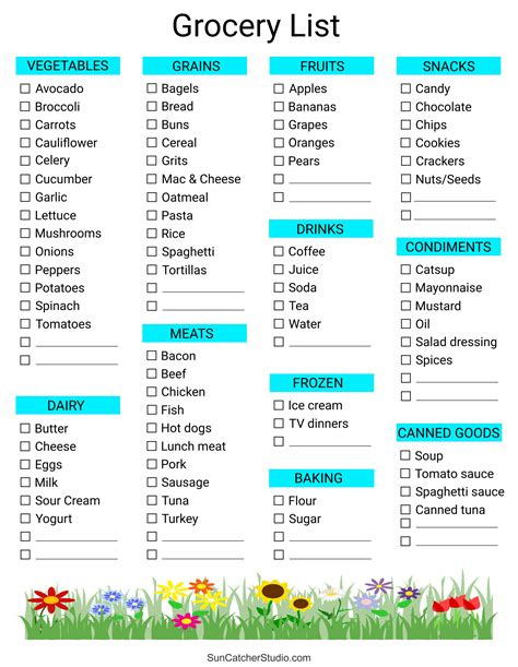 Engrocery List Template Editable