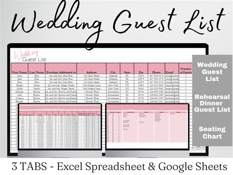Enguest List Spreadsheet Template