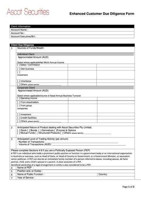 enhanced due diligence form template