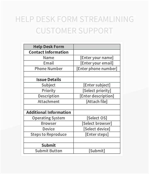 Enhelp Desk Excel Template