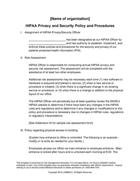 Enhipaa Privacy And Security Policy Template