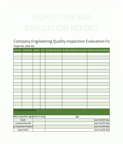 Enhome Inspection Report Template In Excel