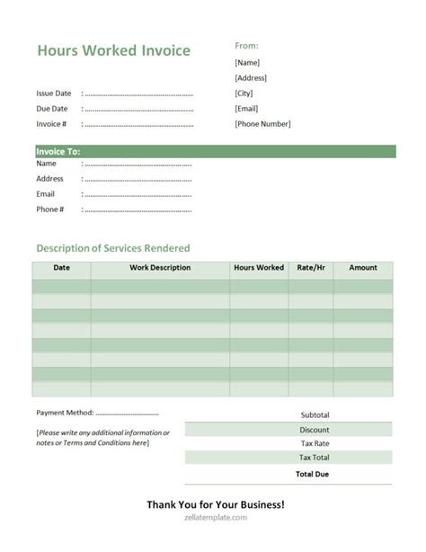 Enhours Worked Invoice Template
