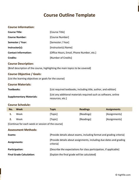 Eninstructional Design Course Outline Template