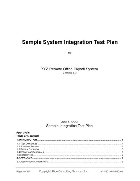Enintegration Test Plan Template