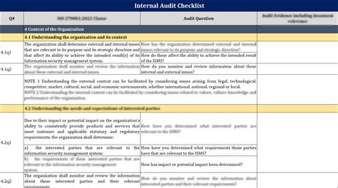 Eninternal Audit Checklist Template Excel