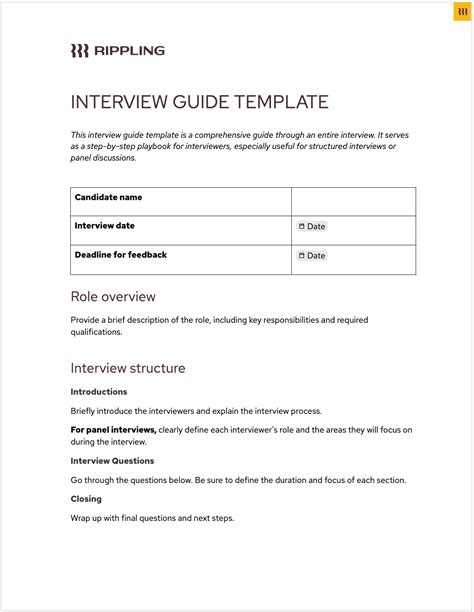 Eninterview Guide Template For Hiring Managers