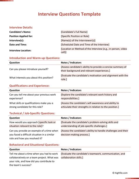 Eninterview Questions Template