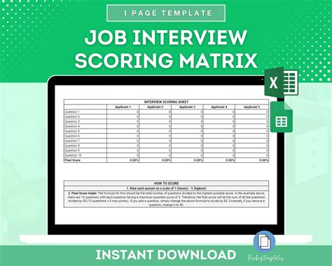 Eninterview Scoring Matrix Template Excel