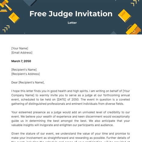 Eninvitation To Judge A Contest Template