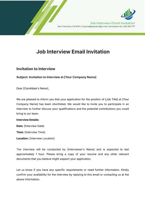 Eninvite To Interview Email Template