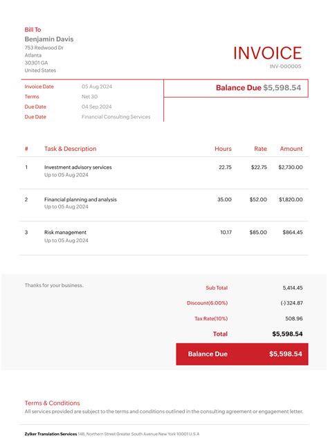 Eninvoice For Consulting Template