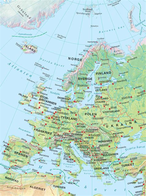 Karta över Europa Med Huvudstäder Karta
