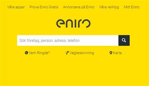 Eniros app sök telefonnummer Eniro