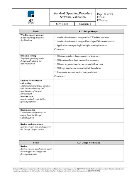 Eniso 13485 Software Validation Template