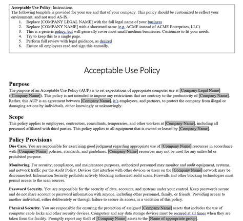 Enit Acceptable Use Policy Template
