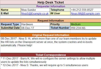 Enit Help Desk Ticket Template