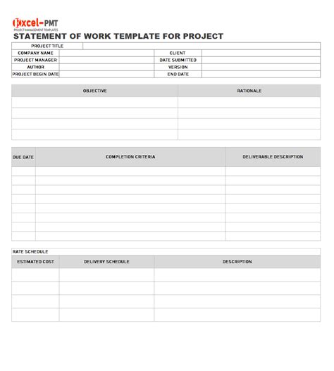 Enit Project Statement Of Work Template
