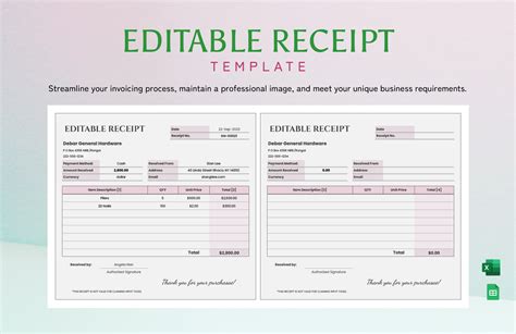 Enitemized Receipt Template Excel