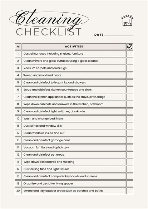 Enjanitorial Checklist Template Excel