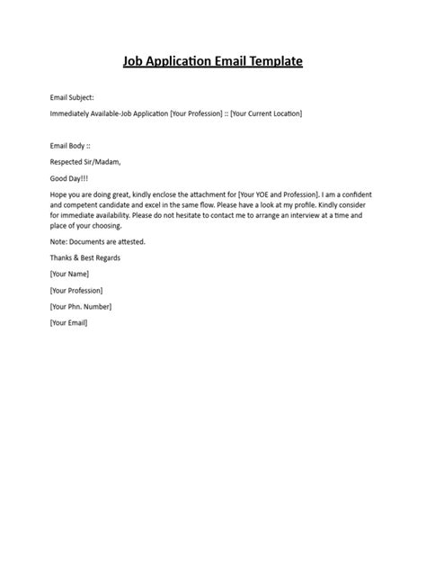 Enjob Application Email Template