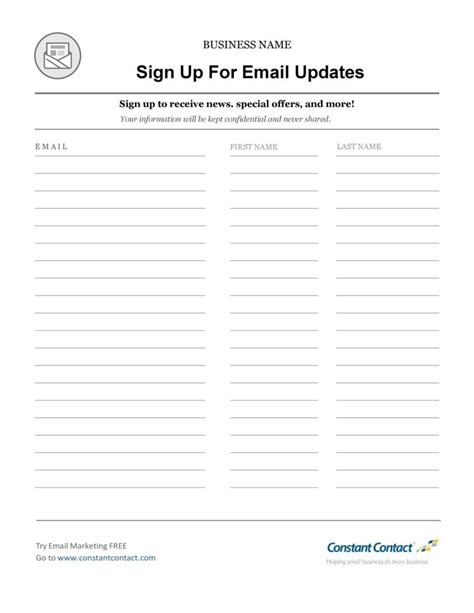 Enjoin Our Email List Template