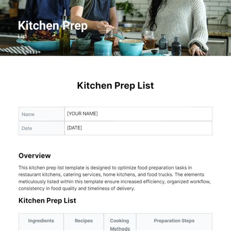 Enkitchen Prep List Excel Template