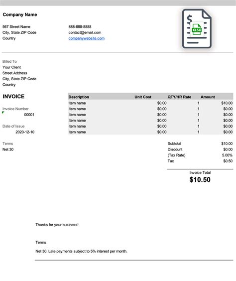 Enlandscaping Invoice Template Excel