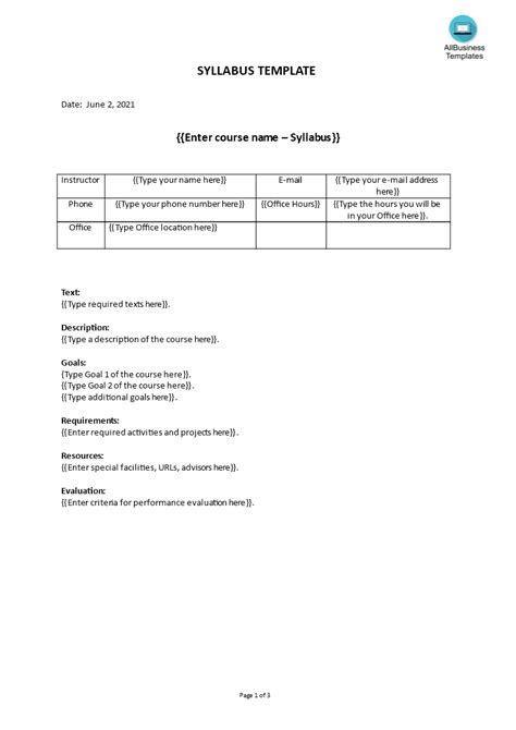 Enlatex Syllabus Template